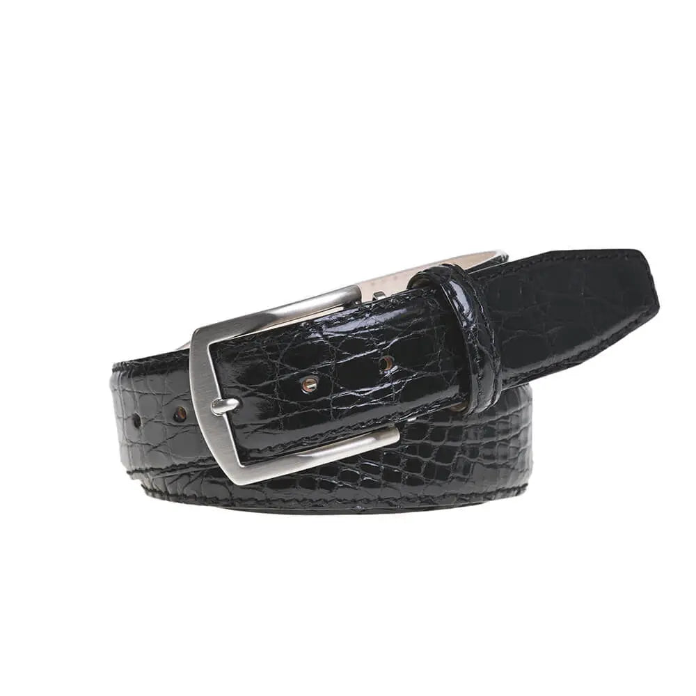 Black Caiman Crocodile Leather Belt by Roger Ximenez handmade in Miami