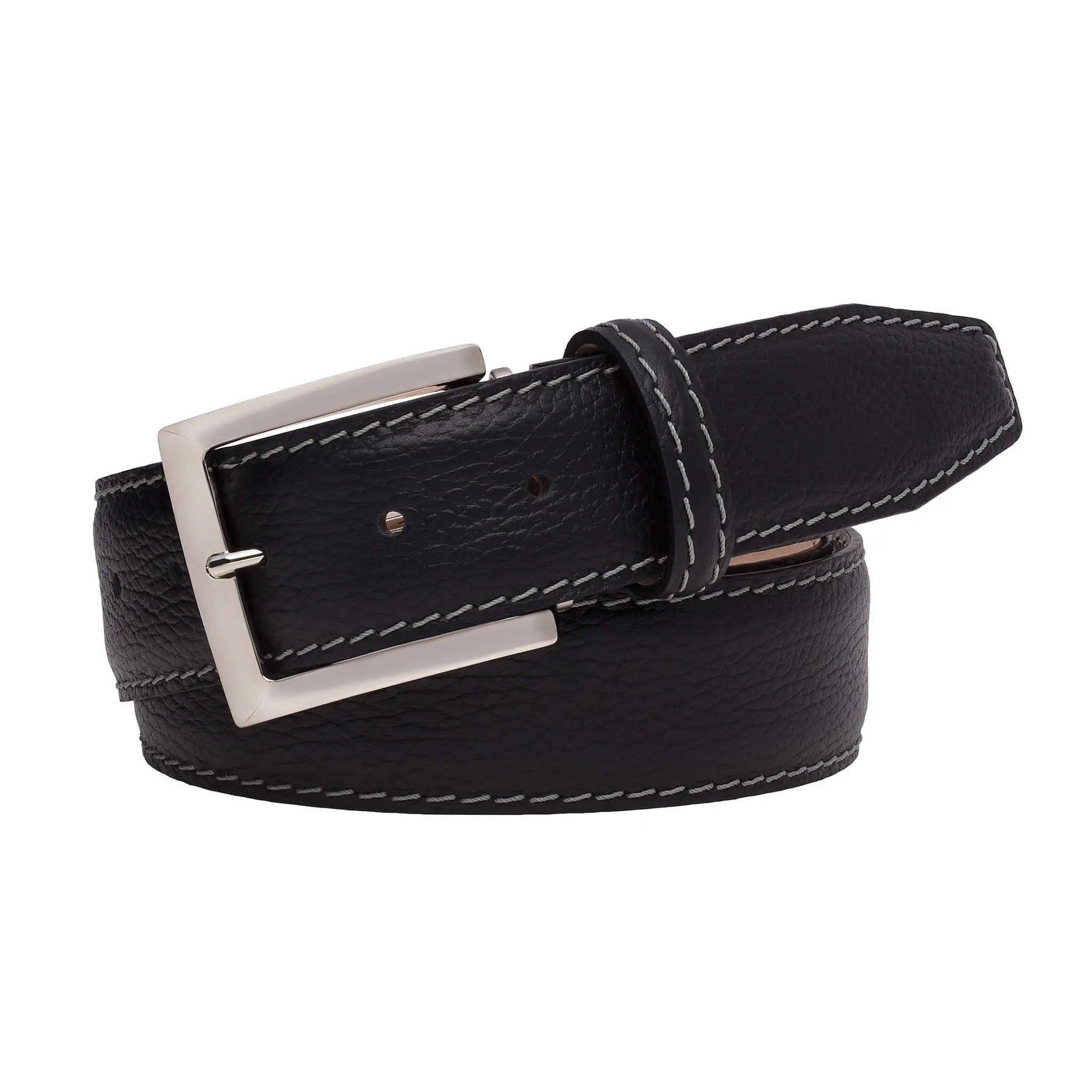 Roger Ximenez black custom leather belt with bespoke sizing options