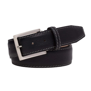 Roger Ximenez black custom leather belt with bespoke sizing options