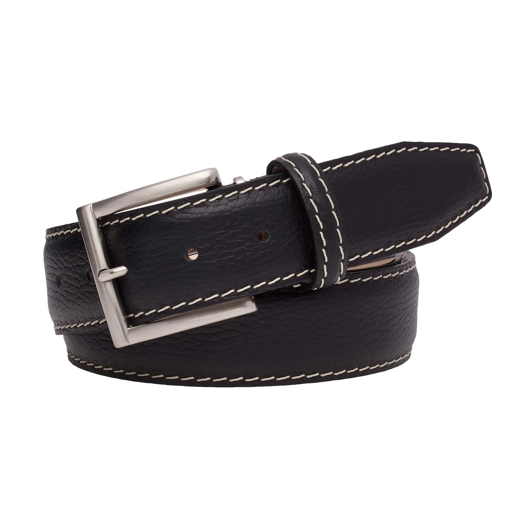 Black leather belt for dress, golf, and executive style