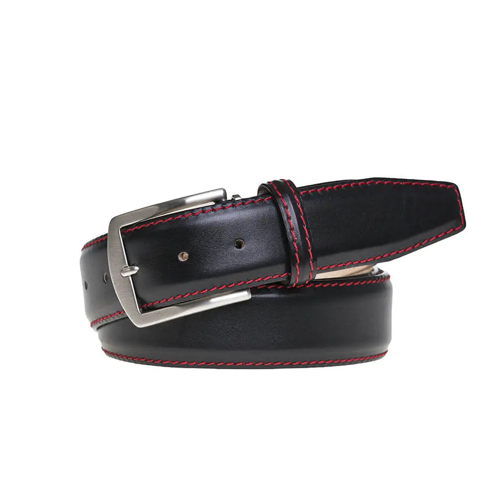 Black Italian Smooth Calf Leather Belt by Roger Ximenez