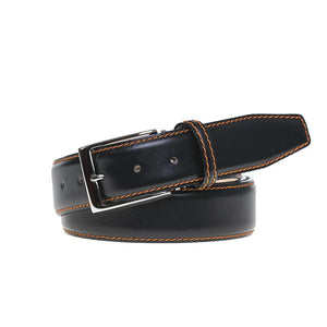 Roger Ximenez black custom leather belt with bespoke sizing options