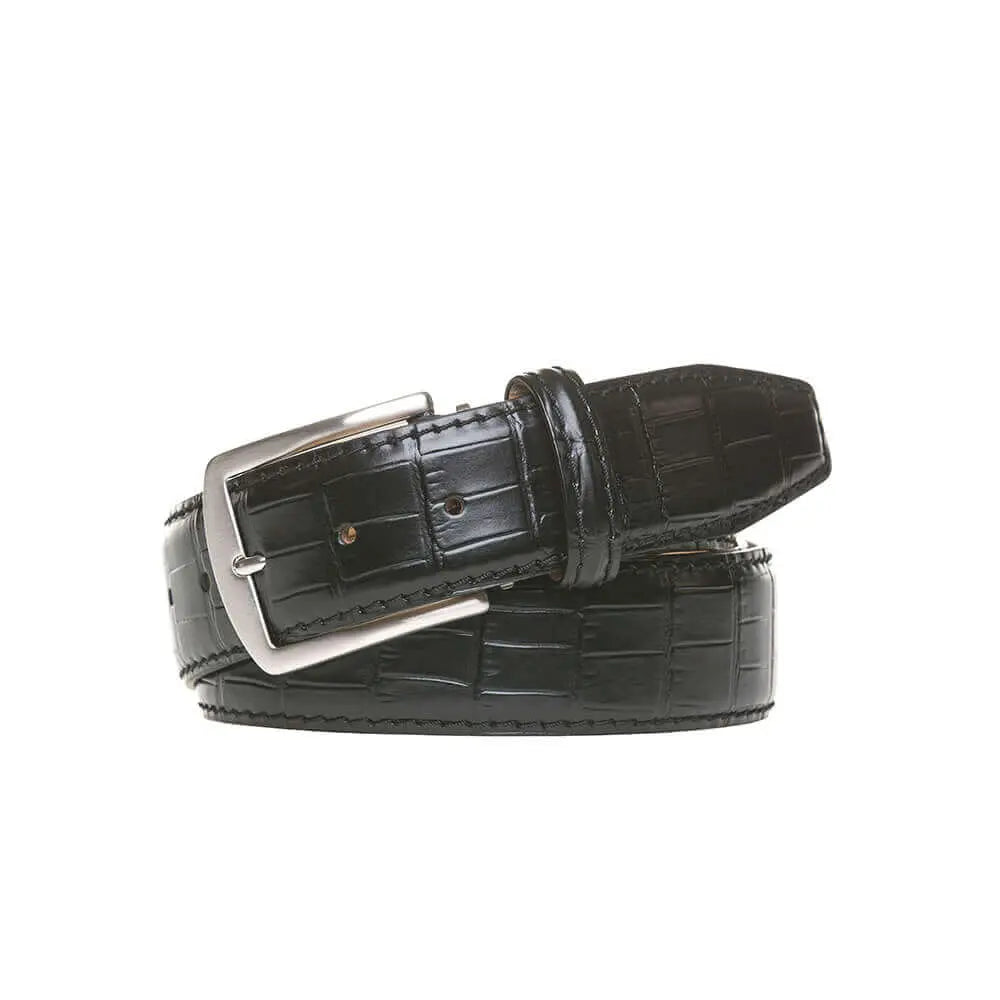 Black Mock Gator Leather Belt by Roger Ximenez handmade in Miami