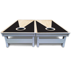 Black/Natural Keyhole Cornhole Boards - All Weather Series Cornhole Solutions