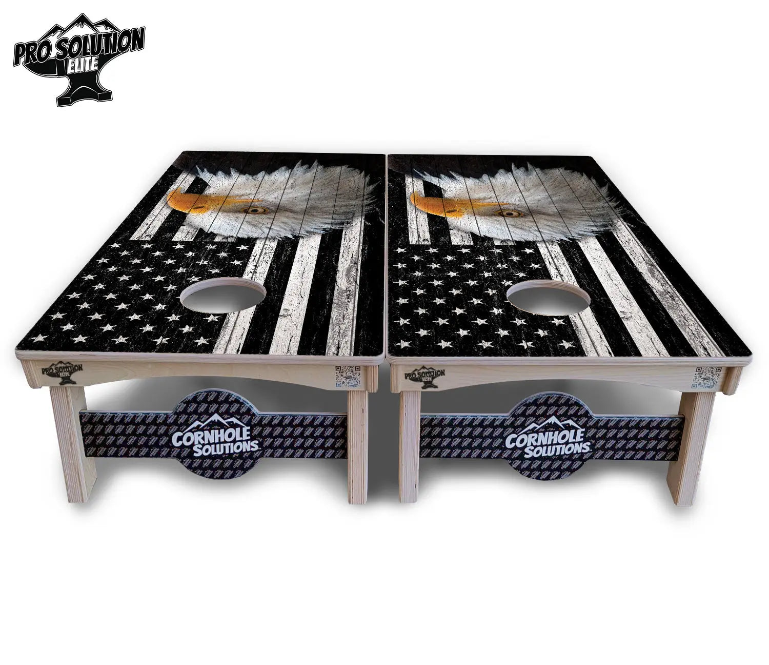 Black & White Eagle Flag Cornhole Boards - Pro Solution Elite Series Cornhole Solutions
