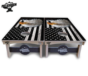 Black & White Eagle Flag Cornhole Boards - Pro Solution Elite Series Cornhole Solutions