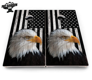 Black & White Eagle Flag Cornhole Boards - Pro Solution Elite Series Cornhole Solutions