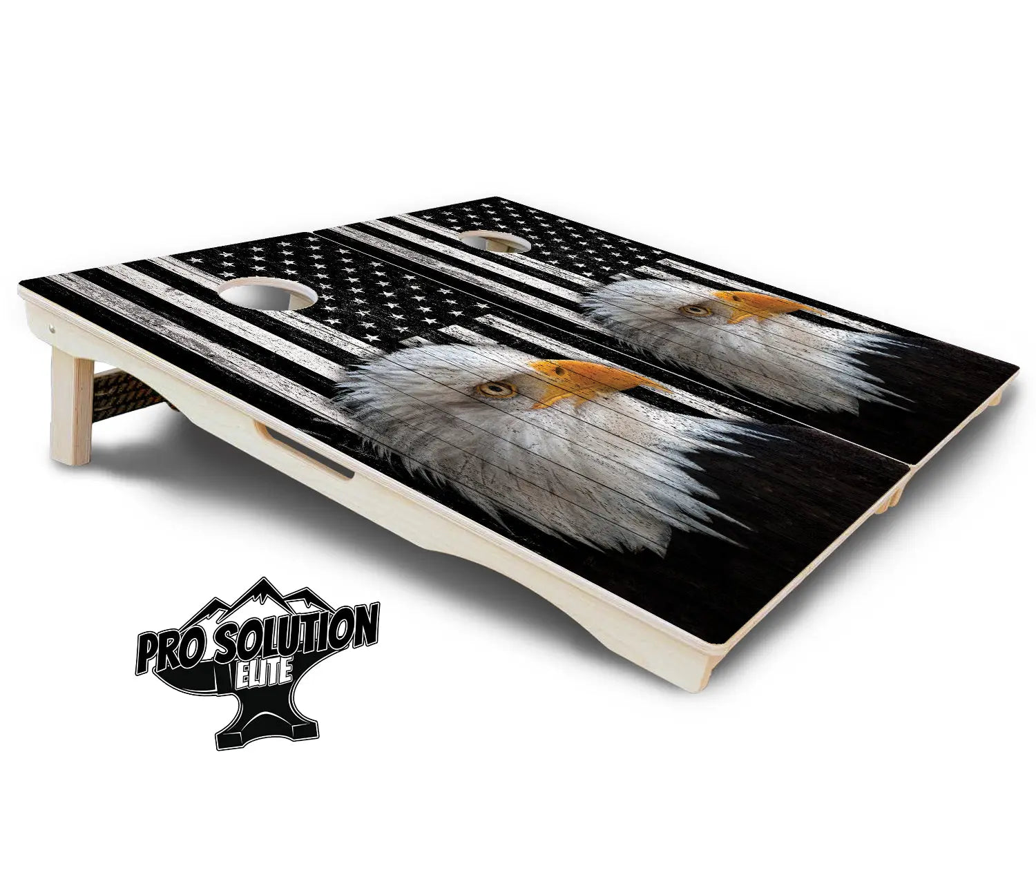 Black & White Eagle Flag Cornhole Boards - Pro Solution Elite Series Cornhole Solutions