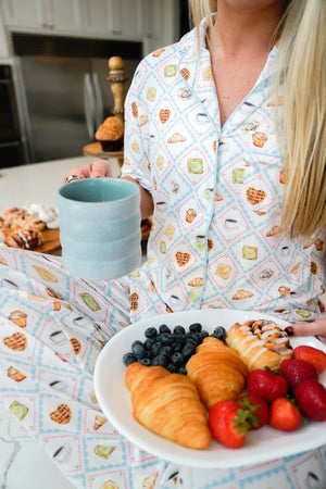 Blue Breakfast - Short Sleeve + Pant Pajama Set KenzKustomz