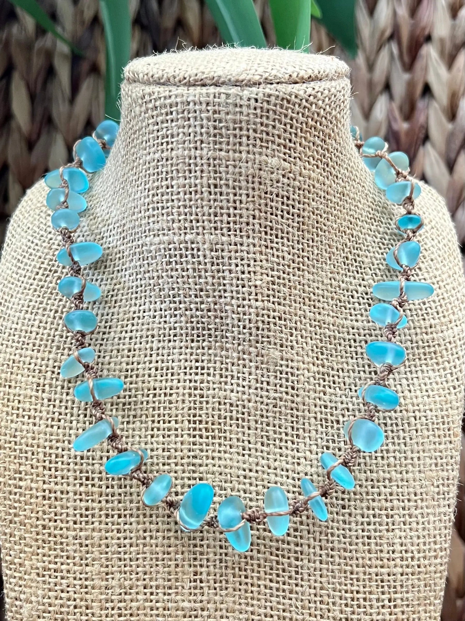 Blue Sea Glass Necklace HALT