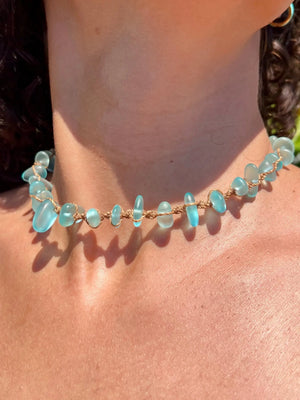 Blue Sea Glass Necklace HALT