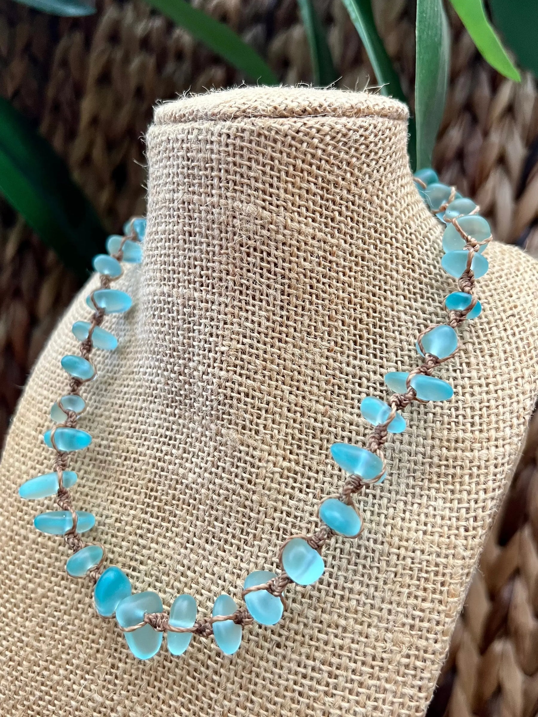 Blue Sea Glass Necklace HALT