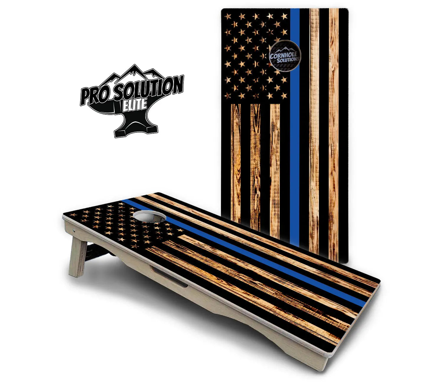 Blue & Red Line Burnt Flag Cornhole Boards - Pro Solution Elite Series Cornhole Solutions