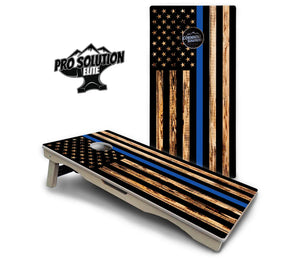 Blue & Red Line Burnt Flag Cornhole Boards - Pro Solution Elite Series Cornhole Solutions