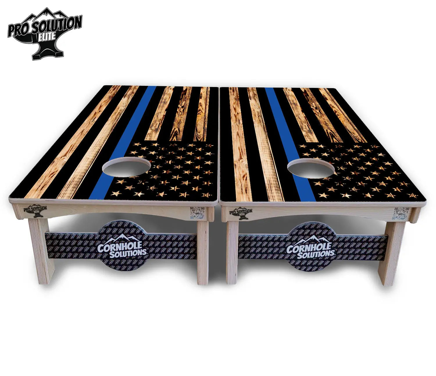 Blue & Red Line Burnt Flag Cornhole Boards - Pro Solution Elite Series Cornhole Solutions