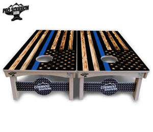 Blue & Red Line Burnt Flag Cornhole Boards - Pro Solution Elite Series Cornhole Solutions