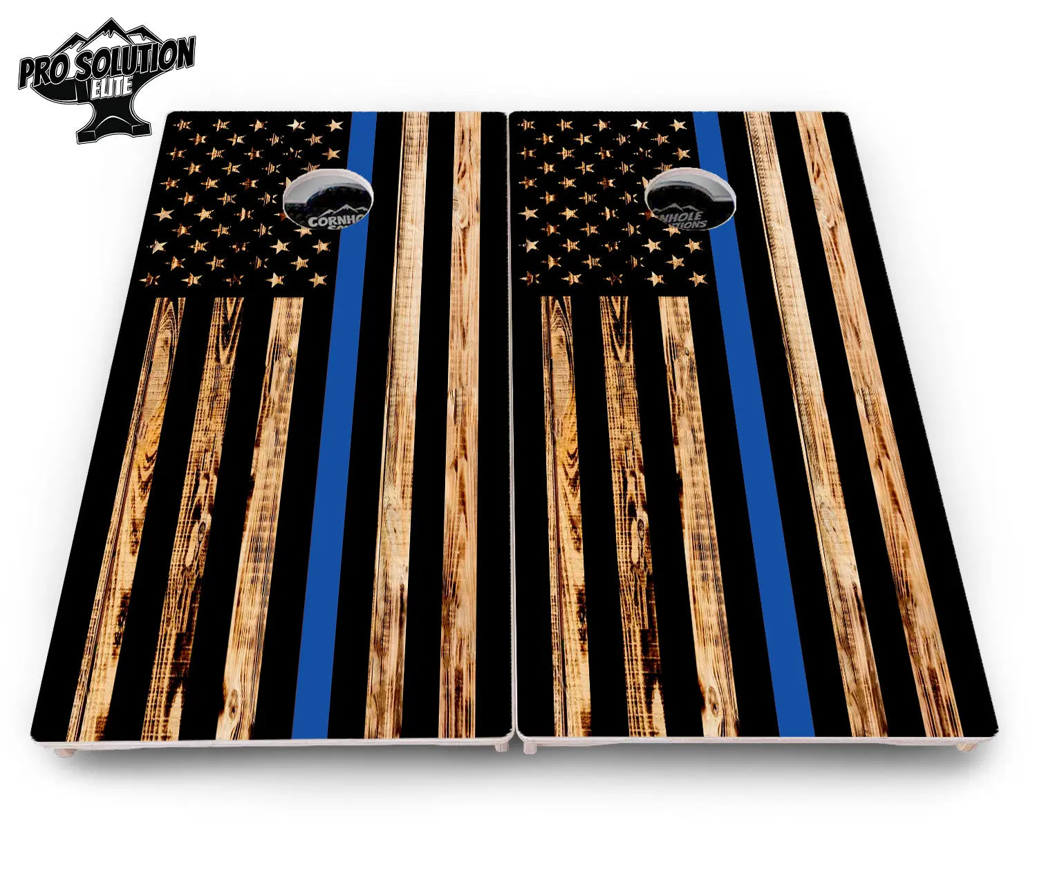 Blue & Red Line Burnt Flag Cornhole Boards - Pro Solution Elite Series Cornhole Solutions