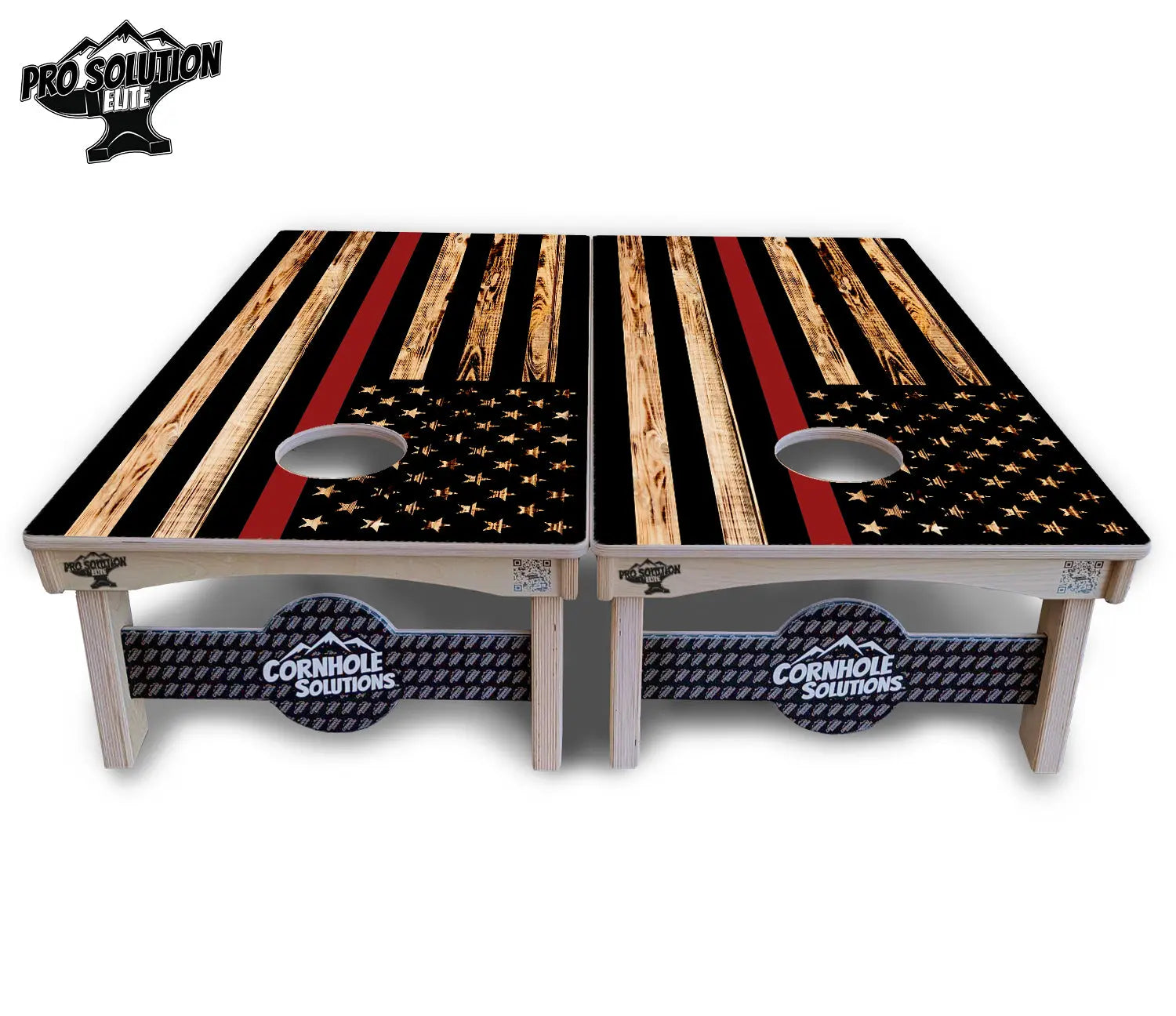 Blue & Red Line Burnt Flag Cornhole Boards - Pro Solution Elite Series Cornhole Solutions
