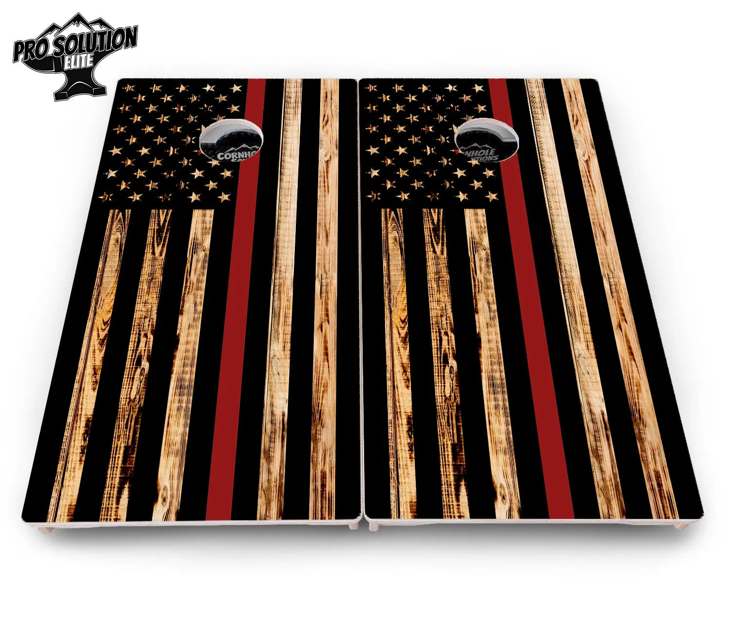 Blue & Red Line Burnt Flag Cornhole Boards - Pro Solution Elite Series Cornhole Solutions
