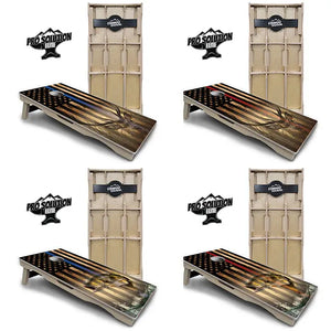 Blue & Red Line Flag Deer & Fish Flag Cornhole Boards - Pro Solution Elite Series Cornhole Solutions