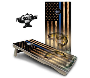 Blue & Red Line Flag Deer & Fish Flag Cornhole Boards - Pro Solution Elite Series Cornhole Solutions
