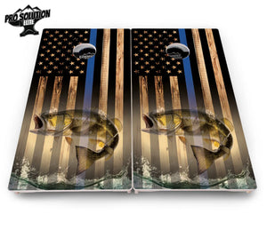 Blue & Red Line Flag Deer & Fish Flag Cornhole Boards - Pro Solution Elite Series Cornhole Solutions