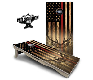 Blue & Red Line Flag Deer & Fish Flag Cornhole Boards - Pro Solution Elite Series Cornhole Solutions