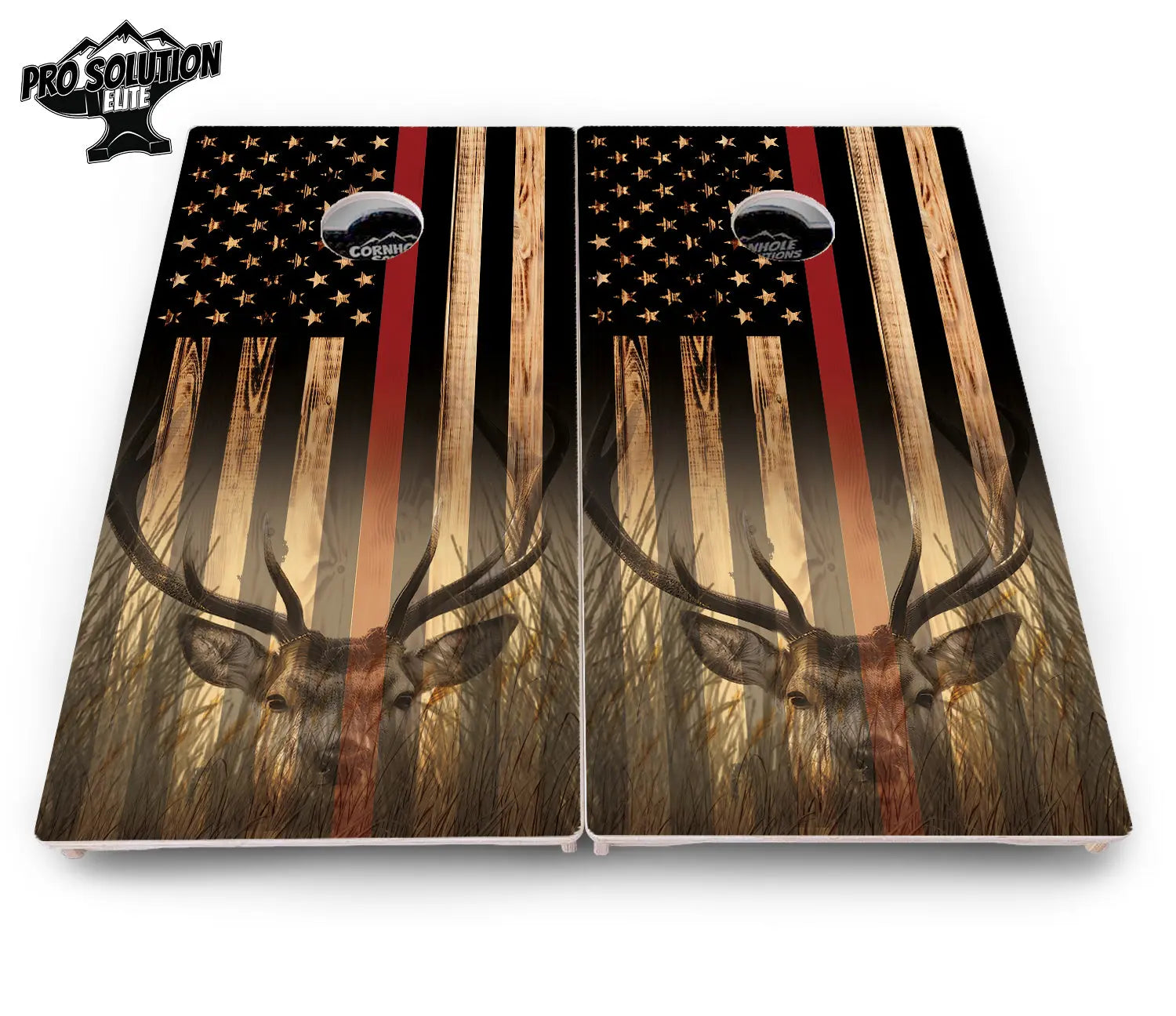 Blue & Red Line Flag Deer & Fish Flag Cornhole Boards - Pro Solution Elite Series Cornhole Solutions