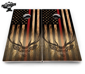 Blue & Red Line Flag Deer & Fish Flag Cornhole Boards - Pro Solution Elite Series Cornhole Solutions