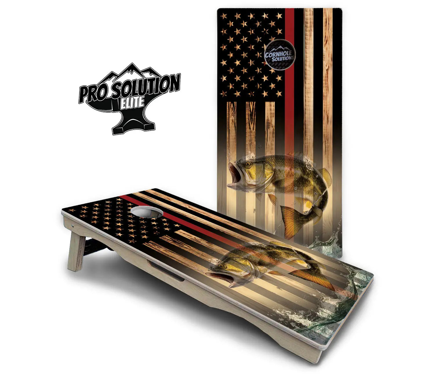 Blue & Red Line Flag Deer & Fish Flag Cornhole Boards - Pro Solution Elite Series Cornhole Solutions