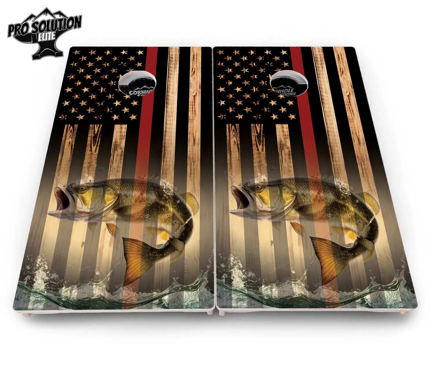 Blue & Red Line Flag Deer & Fish Flag Cornhole Boards - Pro Solution Elite Series Cornhole Solutions