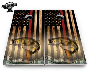 Blue & Red Line Flag Deer & Fish Flag Cornhole Boards - Pro Solution Elite Series Cornhole Solutions