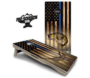 Blue & Red Line Flag Deer & Fish Flag Cornhole Boards - Pro Solution Elite Series Cornhole Solutions
