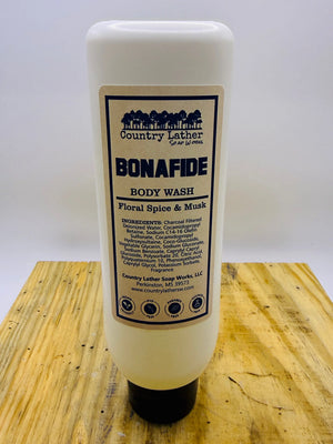 Country Lather body wash bottle for shower routines