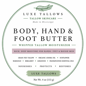 Body hand and foot butter label