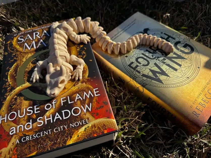 Bone Dragon Fidget Toy on Fourth Wing & Crescent City Books | 3D Printed Dragon Fidget