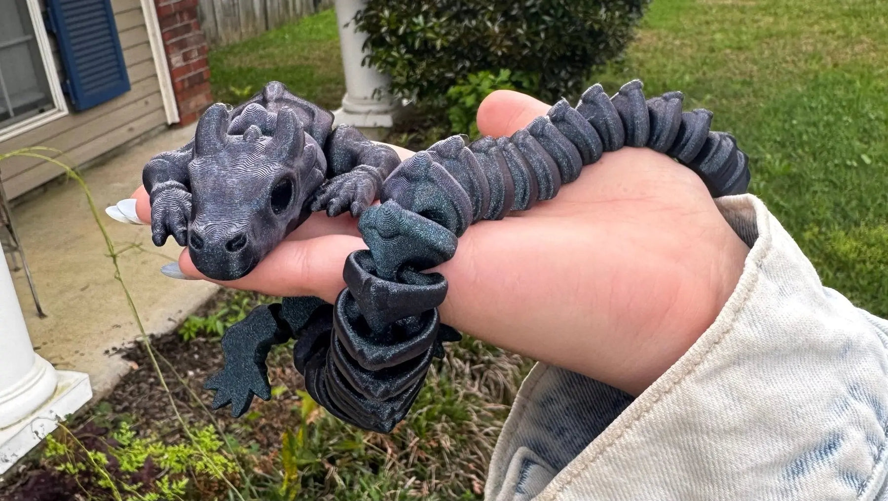 Purple 3D Printed Articulated Dragon Fidget Toy - Mushroom Lady Co. Sensory Stress Relief