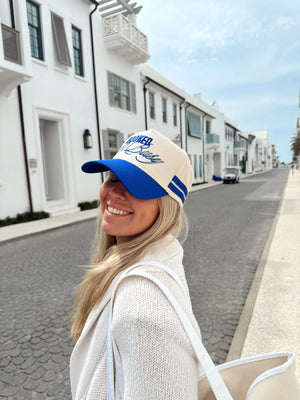 Booked and Busy - Royal Blue Vintage Trucker Hat KenzKustomz
