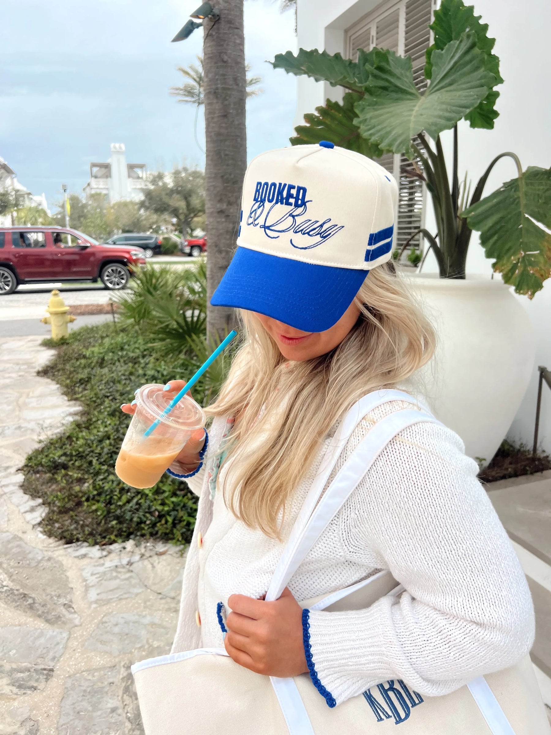Booked and Busy - Royal Blue Vintage Trucker Hat KenzKustomz