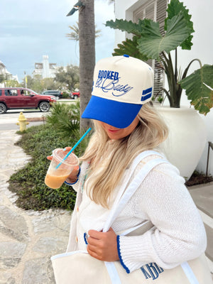 Booked and Busy - Royal Blue Vintage Trucker Hat KenzKustomz