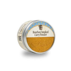 Bourbon Smoked Curry Powder tin for vegetables, rice, chicken, and soups