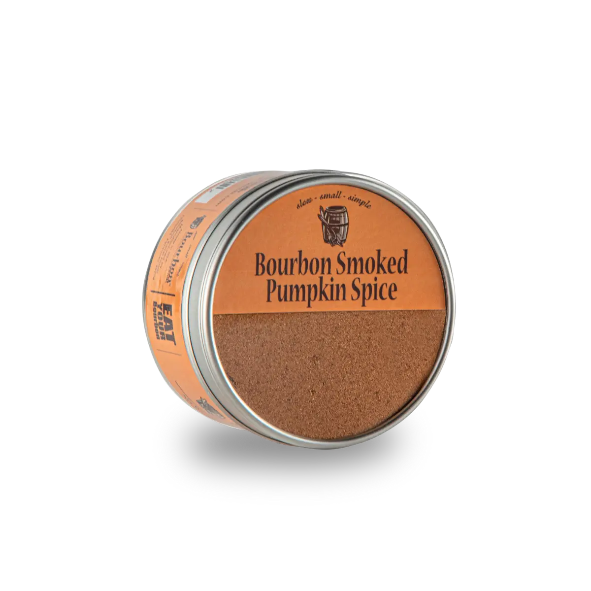 Bourbon Smoked Pumpkin Spice in an orange tin can