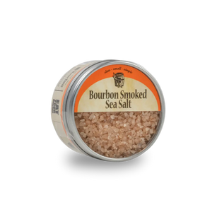 Bourbon Smoked Sea Salt in a round tin