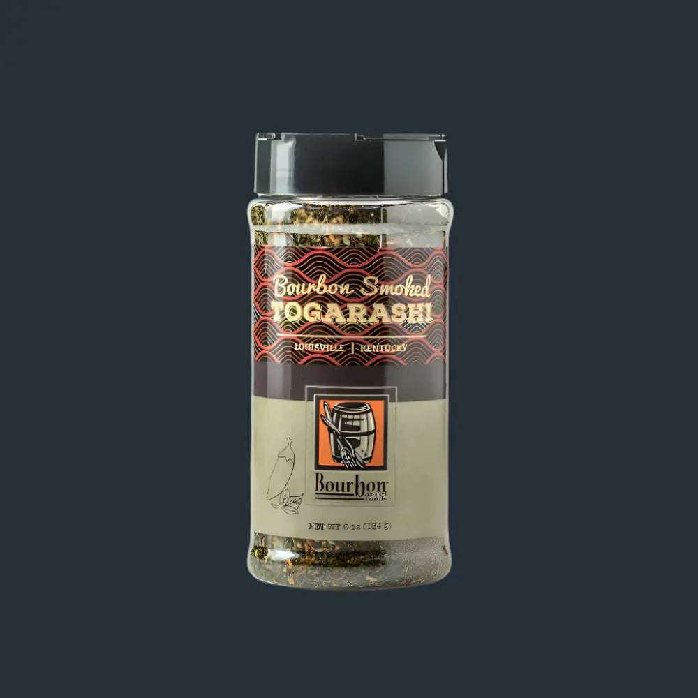 Bourbon Smoked Togarashi shaker bottle from Bourbon Barrel Foods