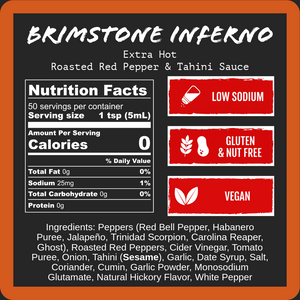 Brimstone Inferno - Extra Hot Roasted Red Pepper & Tahini (9oz)