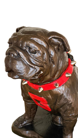 Bronze Metal Coating, Georgia Bulldogs Mascot Stone Sculpture for Garden, Yard, Home Decor and Porch.