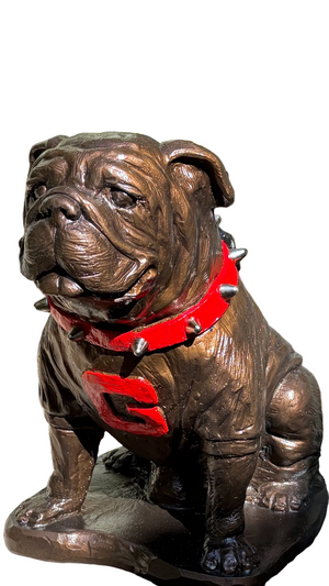 Bronze Metal Coating, Georgia Bulldogs Mascot Stone Sculpture for Garden, Yard, Home Decor and Porch.