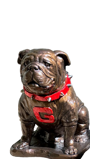 Bronze Metal Coating, Georgia Bulldogs Mascot Stone Sculpture for Garden, Yard, Home Decor and Porch.