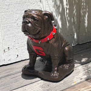 Bronze Metal Coating, Georgia Bulldogs Mascot Stone Sculpture for Garden, Yard, Home Decor and Porch.