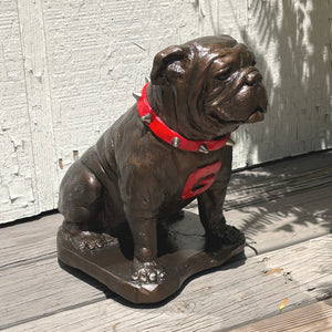 Bronze Metal Coating, Georgia Bulldogs Mascot Stone Sculpture for Garden, Yard, Home Decor and Porch.
